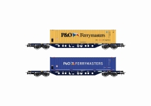 Rivarossi HR6614 - H0 - 2-tlg. Set Containertragwagen Sgnss, 45` Container P&O Ferrymaster, Mercitalia, Ep. VI